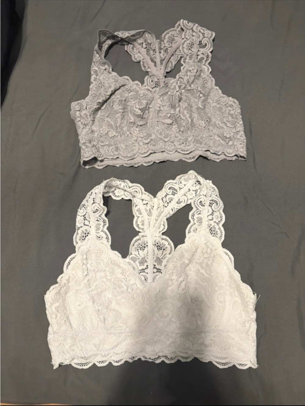 Lace Racerback Bralette - White & Grey